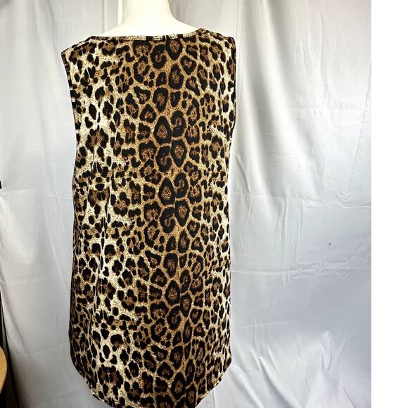 VOLL Animal print top blouse women's XL flowing long sleeveless browns loose - Picture 3 of 8